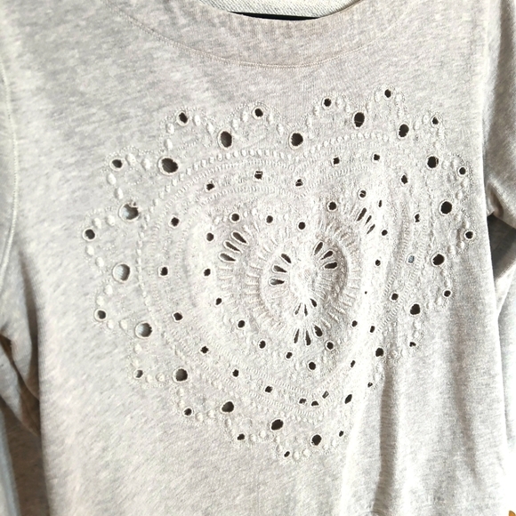Love MOSCHINO Cotton Lightwight Sweatshirt Eyelet Heart Pattern Quiet Luxury - Picture 3 of 6